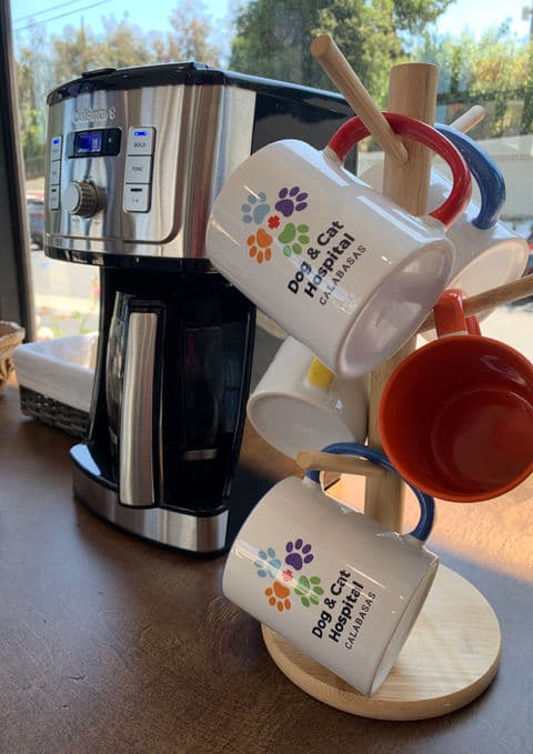 Complimentary coffee bar in the waiting area